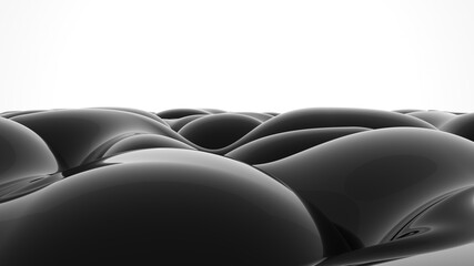 Obraz premium Abstract black background. Smooth black wave. Glossy Plastic. Dark luxury texture. Oil, petroleum. Black tar, gum. 3d rendering