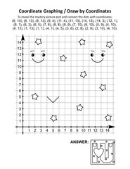 St Valentine's Day coordinate graphing, or draw by coordinates, math worksheet: To reveal the mystery picture plot and connect the dots with given coordinates. Answer included.
