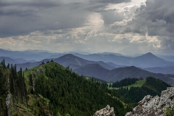 Fototapeta premium wonderful wide view on a summit to other mountains
