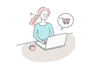 Woman shopping on a computer