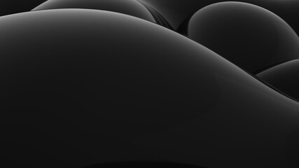 Abstract black background. Smooth black wave. Glossy Plastic. Dark luxury texture. Oil, petroleum. Black tar, gum. 3d rendering
