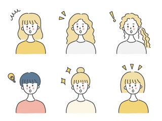 Set of surprised women, vector illustration
