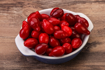 Sweet and ripe cornel berries