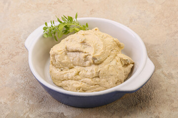 Vegan food - hummus with olive oil