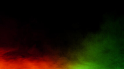 Green and red mystery fire fog texture overlays for text or space. Smoke chemistry, mystery effect on isolated background. Stock illustration.