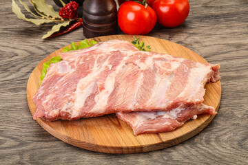 Raw pork ribs for cooking