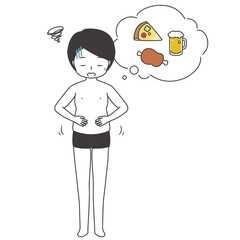 食べすぎで太ったダイエット前の男性