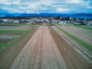 Fototapeta premium Geometries of nature and man. View from above.