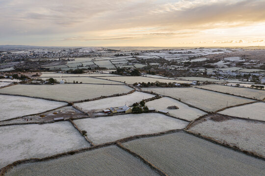 Early morning flight around Carn Brea, Redruth, Cornwall