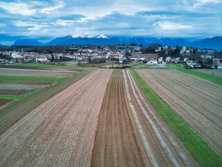 Fototapeta premium Geometries of nature and man. View from above.