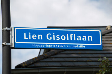 Lien Gisolflaan Street Sign At Amstelveen The Netherlands 2019