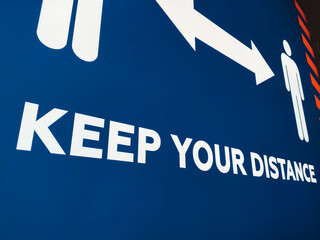 Keep your distance. Warning and reminder to keep distance between people. Covid-19 Coronavirus infection in 2021