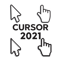 Pixel cursors icons. Mouse computer cursor