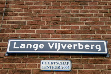 Lange Vijverberg Street Sign At Den Haag The Netherlands 2018 