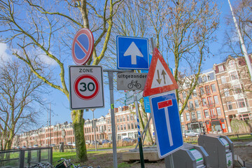 Chaos Of Street Signs At Amsterdam The Netherlands 2019
