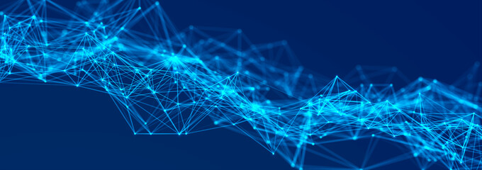 Polygonal background with dots and lines. Network connection structure. Science and technology. 3d