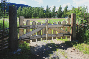 wooden gate in the farmlands
