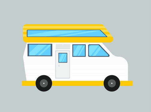 vector illustration of a mobile home in the flat cartoon style.a car to live in, a mobile home