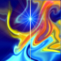 Orange yellow ray sun abstract colorful background with stars