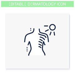 Sunburn line icon. Skin problem, dermatologic disease. Scald, thermal damage. Skincare, cosmetology, medicine. Health and beauty concept. Isolated vector illustration. Editable stroke 
