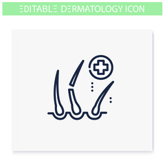 Hair problem line icon. Trichology, dermatology disease. Hair loss, alopecia. Skincare, cosmetology, medicine. Health and beauty concept. Isolated vector illustration. Editable stroke 