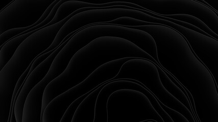 Beautiful organic 3d rendering. Abstract black line background. Dark smooth circle
