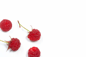 White background with free space for text with raspberries. Isolate on white.