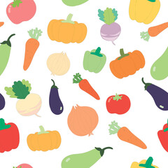 Vegetables set pattern on white isolated background. Organic foods. Vegetables seamless pattern on isolated background.
