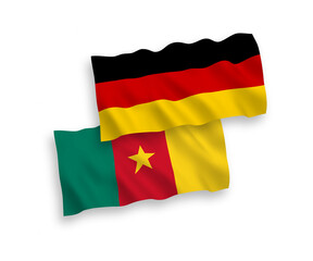 Flags of Cameroon and Germany on a white background