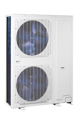 Outdoor air conditioner unit isolated on white background