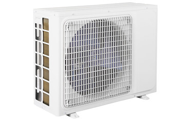 Outdoor air conditioner unit isolated on white background