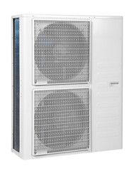 Outdoor air conditioner unit isolated on white background