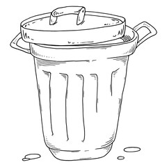 Trash can. Vector aluminum trash can. Waste bin, garbage.