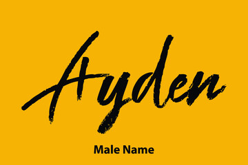 Ayden-Male Name Brush Calligraphy Text on Yellow Background