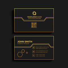 Creative business card design. Luxury vector business card template. Premium letter logo with golden design. Elegant corporate identity.