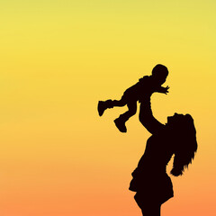 silhouette of parent and child