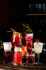 collection of cocktails at the bar