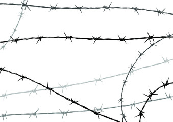 Metal barbed wire on white background. Vector illustration.
