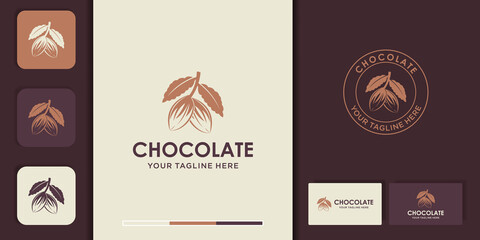 Natural cocoa beans logo design, and business card
