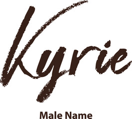  Kyrie-Male Name Written Letter Brush Typography Brown Color Text