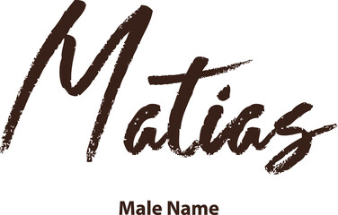 Matias-Male Name Written Letter Brush Typography Brown Color Text