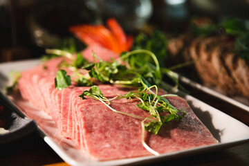 raw beef steak with vegetables
