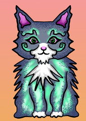 Cute cat illustration, lovable animal illustration