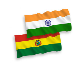 Flags of India and Bolivia on a white background