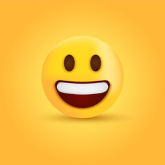 Grinning Face with Smiling Eyes, Smile emoji with open mouth, 3d happy smiley emoticon
