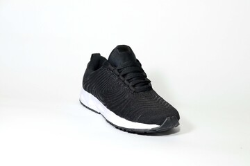Black shoes, Black sneaker on white background 
