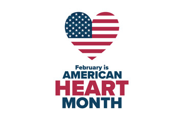 February is American Heart Month. Holiday concept. Template for background, banner, card, poster with text inscription. Vector EPS10 illustration.