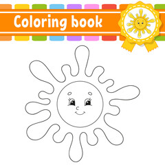 Coloring book for kids. Cheerful character. Vector illustration. Cute cartoon style. Black contour silhouette. Isolated on white background.