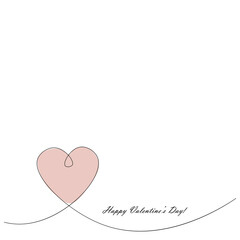 Valentine's day card with heart line drawing. Vector illustration