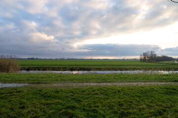 Cloud formations above rural fields  near Abcoude.